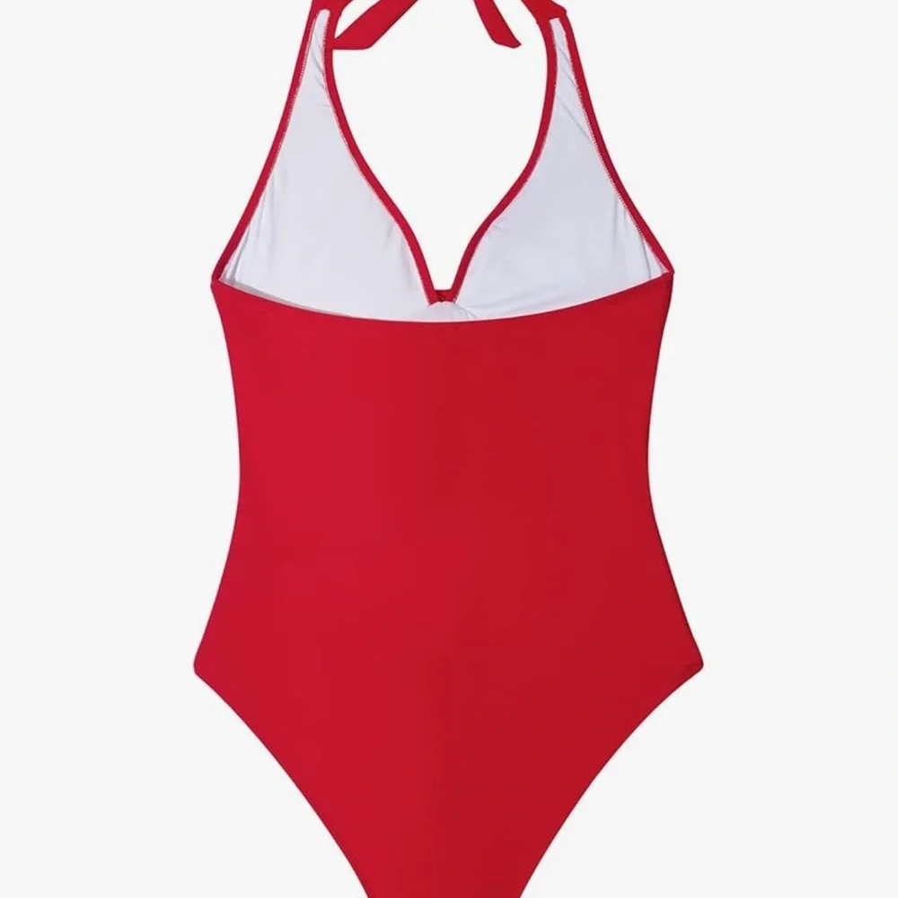 Red SUUKSESS Women Sexy Tummy Control One Piece Swimsuits Halter Push Up Swim M - Picture 5 of 8